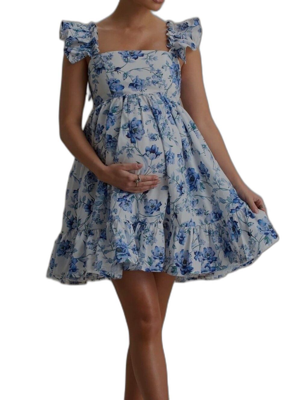 Club L London Dolly Daze Blue Floral Ruffle Maternity Mini Dress Size 14UK NWT.